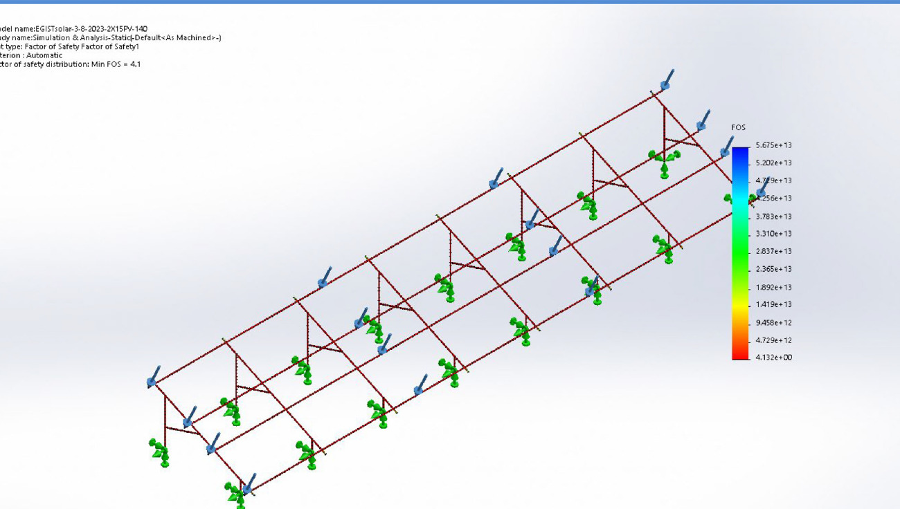 EGIST Solar steel structure FEA simulation